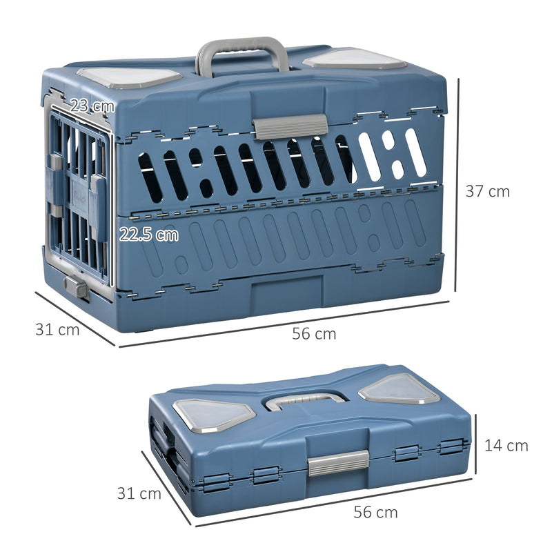 Trasportino per Cani e Gatti Pieghevole 56x31x37 cm Convertibile in Cuccia in PP e PVC Blu