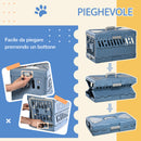 Trasportino per Cani e Gatti Pieghevole 56x31x37 cm Convertibile in Cuccia in PP e PVC Blu