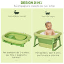 Vaschetta Bagnetto per Bambini 75,3x55,4x43 cm Antiscivolo Pieghevole Verde