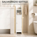 Mobile Bagno Slim Salvaspazio 18x20x80 cm con Armadietto e Ripiano in MDF Bianco      