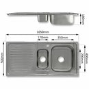 Lavello Cucina 1 Vasca e Mezza 105x50 cm in Acciaio Inox con Rubinetto Rainbow