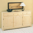 Mobile Credenza 3 Ante 3 Cassetti in Legno Abete Grezzo 157x39x85cm Fumer Country