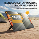 Caricabatteria Solare 100W Pieghevole con Attacco USB-A e USB-C per Ricarica Rapida IP67 Nero      