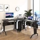 Scrivania da Ufficio ad Angolo Porta PC 170x140x86,5 cm in Acciaio e MDF  Nera