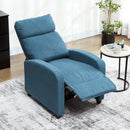 Poltrona Relax Reclinabile Manualmente 69x88x101 cm in Tessuto Effetto Lino Blu  