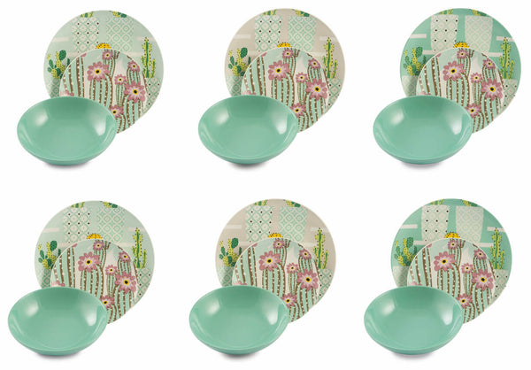 prezzo Service De Table 18 Pièces en Porcelaine et Grès VdE Tivoli 1996 Nouveau Cactus Multicolore