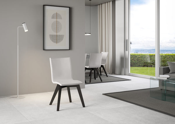 sconto Sedia 52x52x87 cm Trudy gambe Antracite in Similpelle Bianco