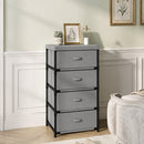 Cassettiera 42x32x80 cm con 4 Cassetti in Tessuto e Struttura in Acciaio Grigio e Nero      