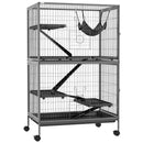 Gabbia per Roditori 80x52x128 cm con 4 Ingressi a Livelli Multipli in Metallo e PP Grigio  