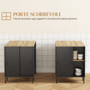 Isola da Cucina con Ripiani 14,5x70x90 cm Portacoltelli e Armadietto con Anta Scorrevole Nero