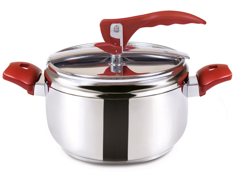 Pentola a Pressione 5 Litri in Acciaio Antiaderente Induzione Collection Acciaio/Rosso