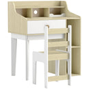 Banco Scuola per Bambini con Scaffali e Cassetto Bianco e Legno   