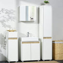 Armadio a Specchio 4 Ripiani 48x15x45 cm in Truciolato e Vetro Bianco
