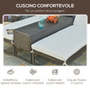 Set 2 Lettini Prendisole con Tavolino in Rattan  Marrone e Bianco