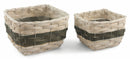 Set 2 Portavasi Quadrati in Legno Soriani Bianco