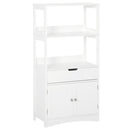 Mobiletto da Bagno con Mensole 2 Ante 1 Cassetto 60x33x122,5 cm in Legno Bianco