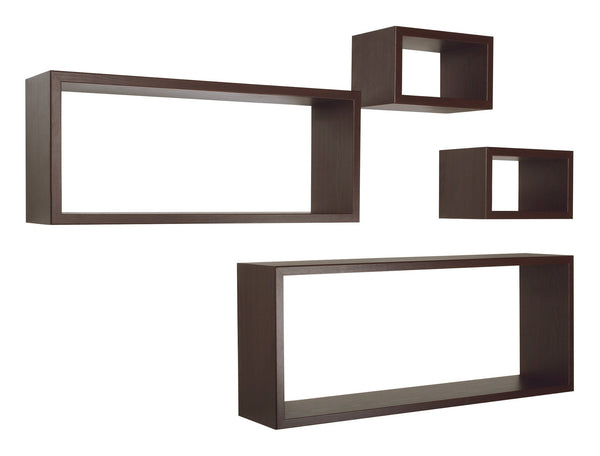 Ensemble de 3 étagères cubes murales carrées et rectangulaires en panneaux de fibres Merlino Wengè sconto
