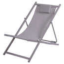 Sdraio Pieghevole Lido con Poggiatesta 94x60x92-81 cm in Poliestere e PVC Grigio Chiaro      