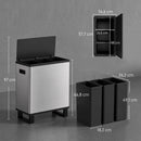 Pattumiera Automatica con Sensore 54 L 57,7x34,6x66,8 cm a 3 Scomparti con Secchi Interni Rimovibili in Acciaio Inox Argento      