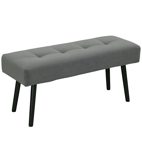 sconto Panca Fondoletto 100x36x45 cm in Tessuto Effetto Velluto a Coste Grigio