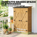 Capanno Armadio Porta Attrezzi da Giardino 115x53x156 cm con Ripiani Interni in Legno di Abete Marrone      