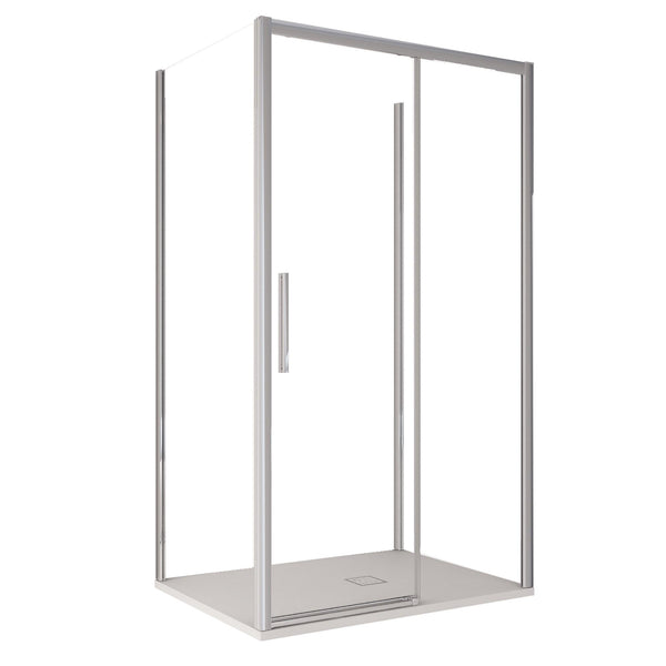 prezzo Cabine de Douche 3 Côtés 1 Porte Coulissante en Cristal Transparent 6mm H195 Bonussi Eliane Différentes Tailles