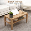 Tavolino da Salotto Rettangolare 90x45x44,5 cm Ampio Ripiano in MDF Laminato Color Legno  
