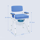 Sedia Comoda 5 in 1 per Anziani e Disabili per WC e Doccia 61x54x86-102A cm e Secchio Rimovibile in Acciaio e Plastica Celeste      