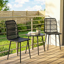 Set 4 Pezzi Sedie da Pranzo per Esterni 46x51x84,5 cm con Schienale Fessurato in Metallo e PP Nero      