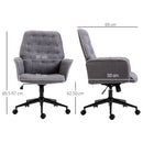 Sedia da Ufficio Imbottita ad Altezza Regolabile 66x69x89,5-97 cm in Tessuto Effetto Lino Grigio