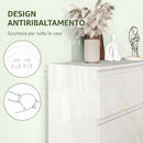 Cassettiera 6 Cassetti 112x34x75 cm in Legno Ingenerizzato Bianco      