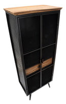 Mobile Iron School Grid 63x38,5x164 cm in Ferro e Legno di Abete Nero e Marrone