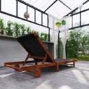 Lettino Prendisole 84x200x101 cm Schienale Regolabile su 4 Posizioni in Legno e Textilene Nero  