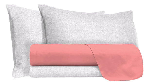 Ensemble de draps et taies d'oreiller en coton corail différentes tailles sconto