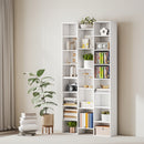 Libreria Moderna 89,5x23,5x181 cm con 21 Scomparti e 10 Ripiani Regolabili in Legno Bianco      