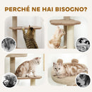 Albero Tiragraffi per Gatti 4 Livelli 48x40x133 cm con Casetta Ripiani e Cuccia Marrone 