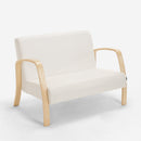 Divano 2 Posti 112x70x80 cm in Legno e Tessuto Bianco
