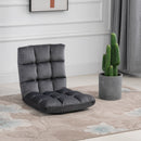 Poltrona da Terra 55x71x53,5 cm con Schienale Reclinabile fino 180° e Imbottitura Spessa in Velluto Grigio Scuro      
