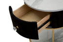 Comodino 1 Cassetto Ø42x48 cm in Metallo con Piano in Simil Marmo