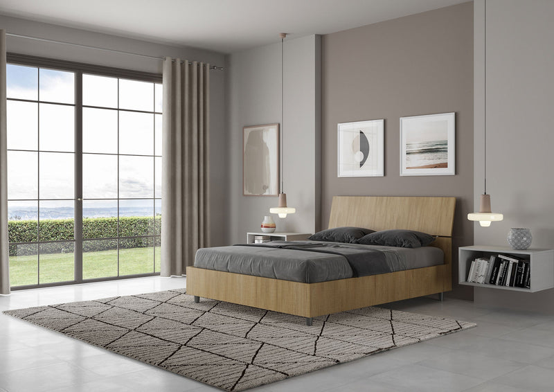 Letto Matrimoniale Francese Demas Testata Inclinata  Quercia Varie Misure