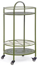 Carrello da Cucina 45x81 cm con Portabottiglie e Ruote in Acciaio Verde