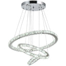 Lampada da Soffitto a LED 40W 3 Anelli in Acciaio e Cristallo Ø60x110 cm 