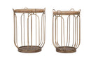 Tavolinetti Marrakech con Contenitore Coppia Ø52x66,5 - 45,5x62,5 cm in Ferro MDF Marrone