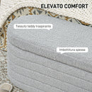 Panca Contenitore Fondo Letto 116x41x40,5 cm in Tessuto Teddy Grigio Chiaro   