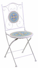 Set da Giardino Pieghevole in Metallo con Tavolo e 2 Sedie Brindisi Bianco