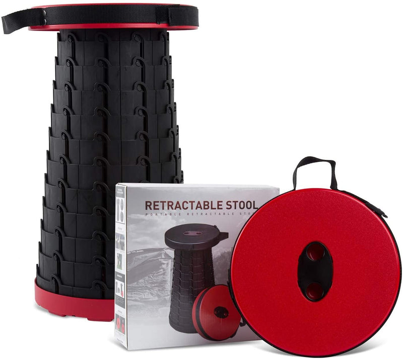 Sgabello Poggiapiedi Telescopico Pieghevole Nero e Rosso