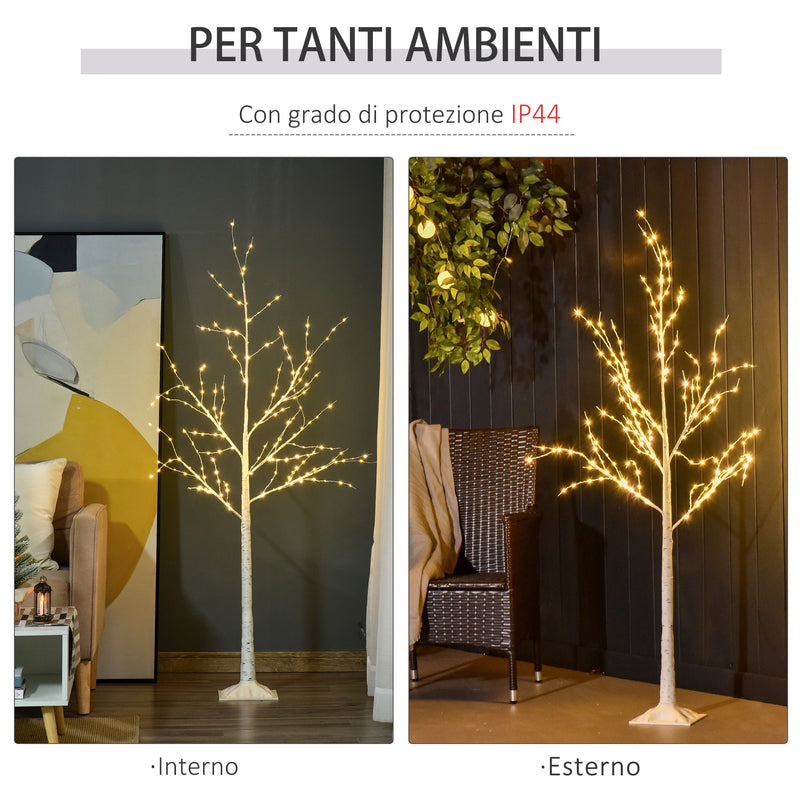 Albero di Natale Bianco con Luci LED 20x20x150 Base Quadrata in Acciaio e Polipropilene