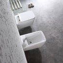 Coppia di Sanitari WC e Bidet Sospesi Filo Muro in Ceramica 36,5x58x33cm Bianco