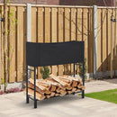 Portalegna per Camino 122x35x123 cm in Acciaio con Copertura  Nero