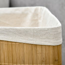 Cesto Portabiancheria con Coperchio 38x38x57 cm in Bambù e Tessuto Colore Legno